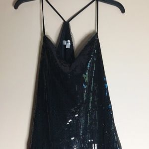 Olsenboye Black Sequin Tank Blouse